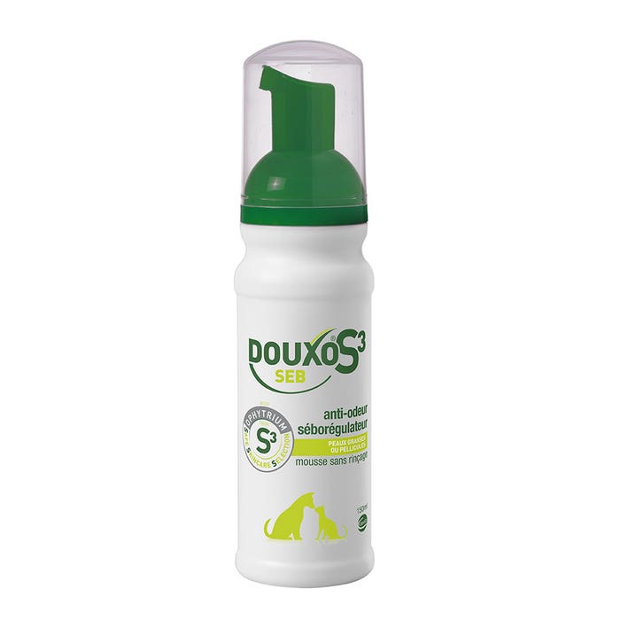 No-rinse foam Anti-odour and sebum-regulating 150ml Douxo S3 Seb oily skin or dandruff Ceva