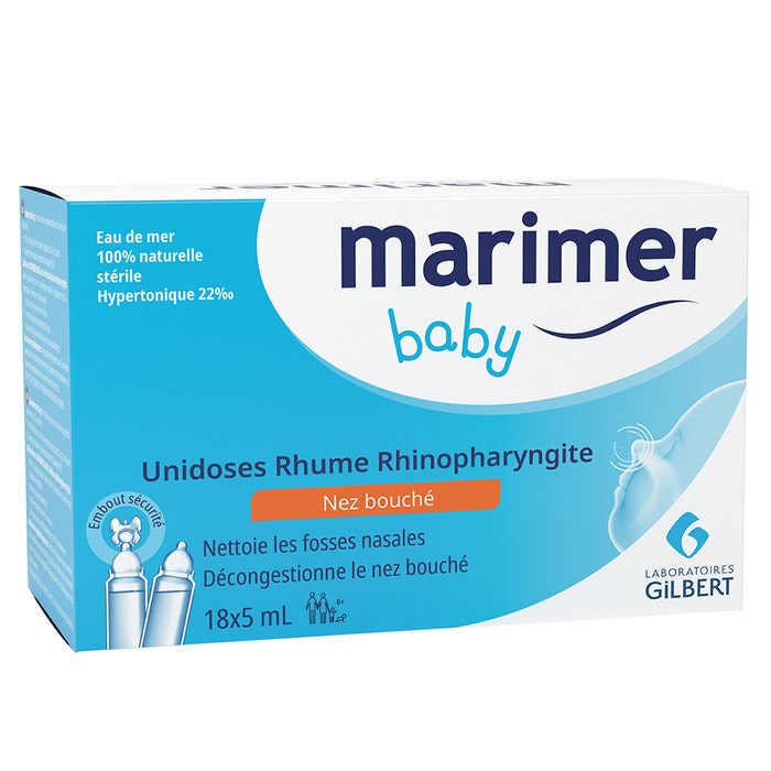 Hygiène nasale Rhume Rhinopharyngite Baby 18 Unidoses x5ml Spray Nasal Marimer