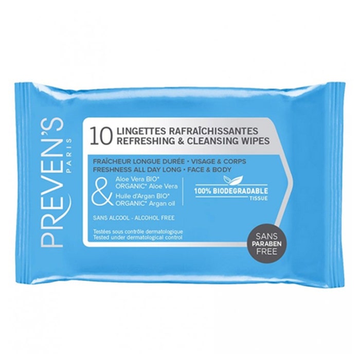 Refreshing Wipes x10 Face and Body Preven's