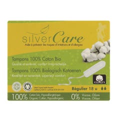 Silver Care Organic Cotton Tampons 100% X18 Sans applicateur x18