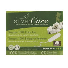Silver Care Super organic cotton tampons Without applicator x18