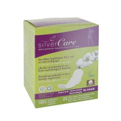 Silver Care Extra night sanitary towels in organic cotton x8