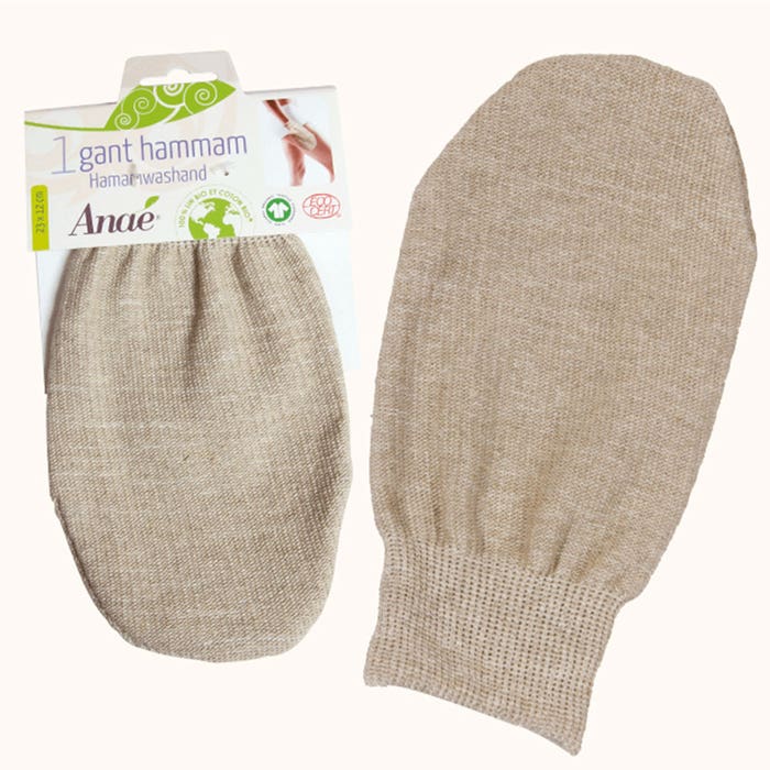 Flax and organic cotton hammam glove Anae