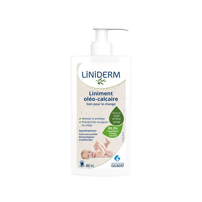 Olive oil/limewater emulsion for nappy change 480ml Flacon pompe Liniderm