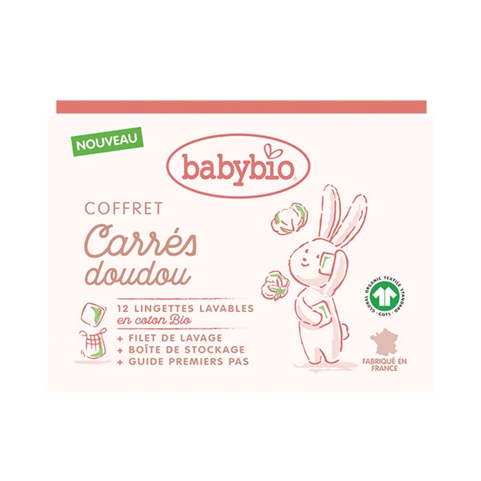 Giftboxes Carres Doudou Bioes 12 Wipes + Washing Net Babybio