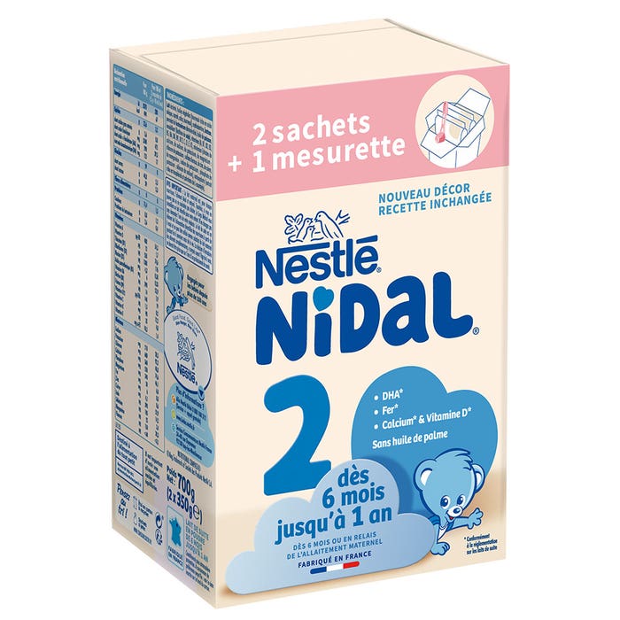 Milk Powder 2 + Measuring Scoop 2 x 350 g sachets Nidal 6-12 Months Nestlé