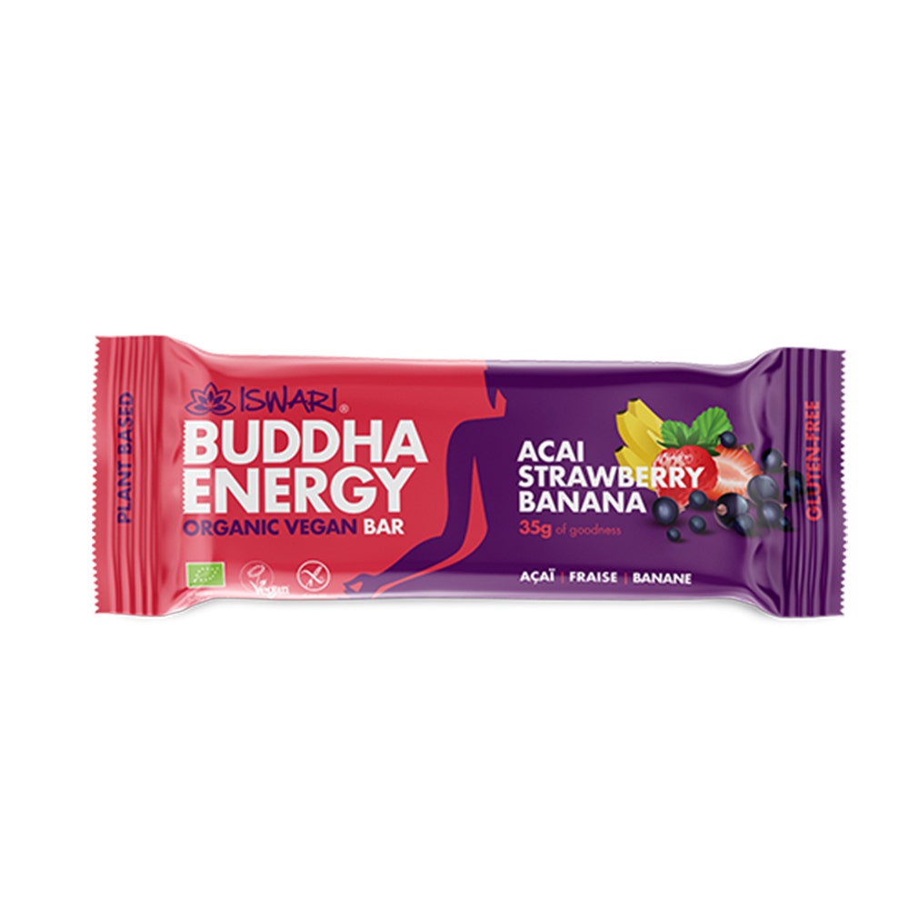 Iswari Energy bars Energy Buddha, Acai, Strawberry & Banana Bioes 35g