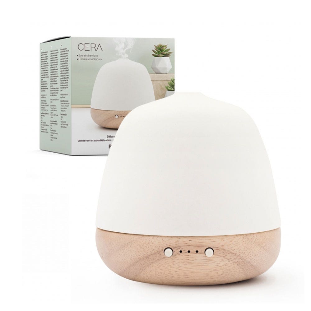 Pranarôm Céra Wood and Ceramic Diffuser With Lumière Meditation