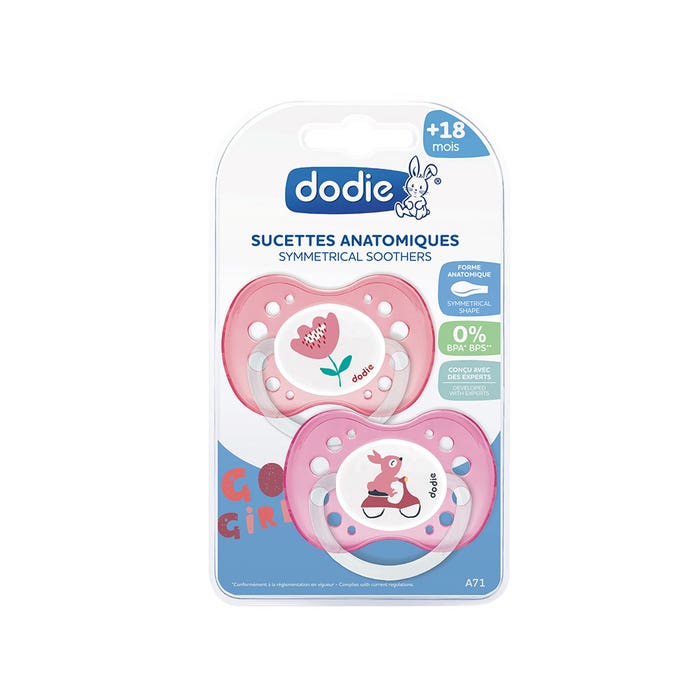 Anatomical soothers Funny Animals Collection x2 18 months and Plus Dodie