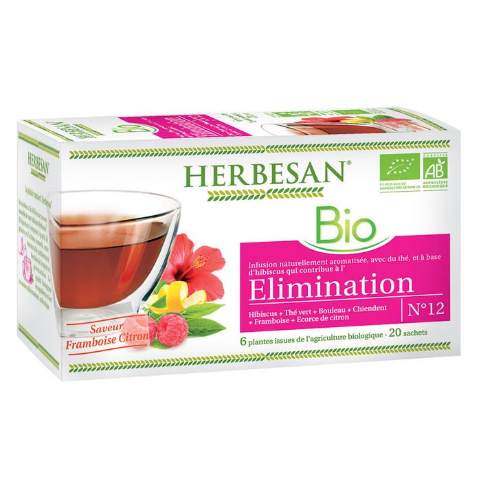 Organic Hibiscus Infusion 20 sachets Raspberry Lemon Flavour Herbesan
