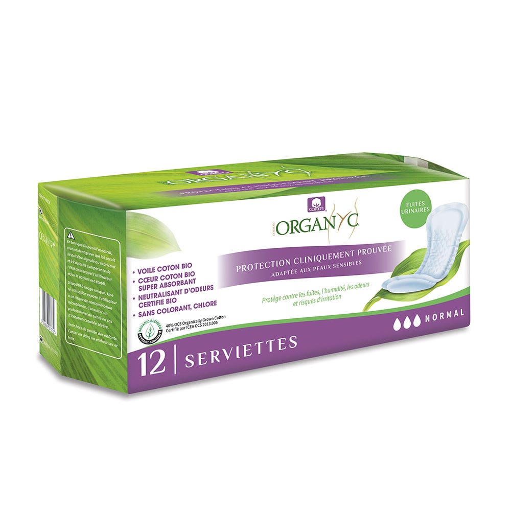Organyc Regular Towels x12 + 24 Free Extra Thin Slip Pads