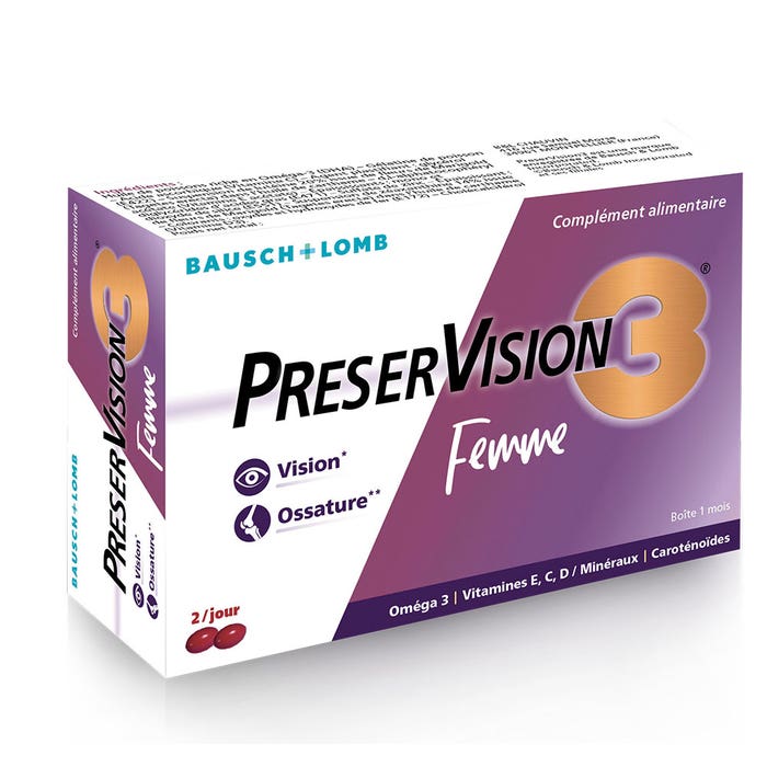 Bausch&Lomb Preservision Ocular and Bone Supplements for Women 3 60 capsules