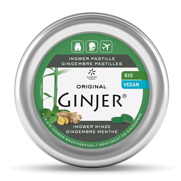 Organic Ginger Mint Pastilles 40g Lemon Pharma