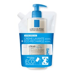 La Roche-Posay Lipikar Syndet AP+ Anti-irritation lipid-replenishing cleansing cream + son éco-recharge 400ml 400ml