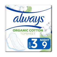 Always Towels Size 3 Ultra Night With Wings 100% Organic Cotton x9