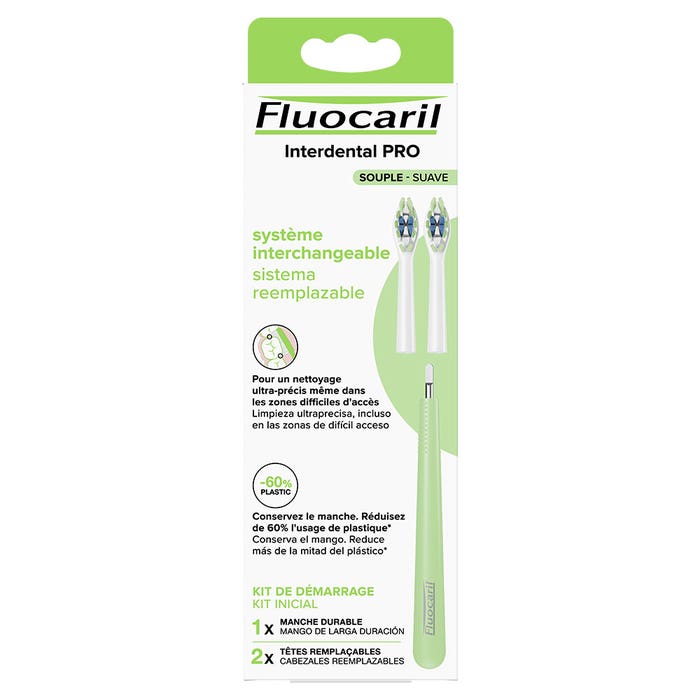 Toothbrush with replaceable head Interdental PRO Souple Starter Kit Fluocaril