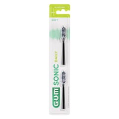 Gum Sonic Daily Black Toothbrush Refills x2