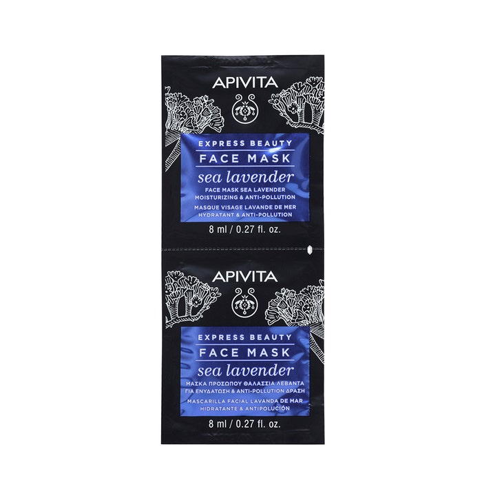 Hydrating & Anti-Pollution Face Masks with Sea Lavender 2x8ml Express Beauty Apivita