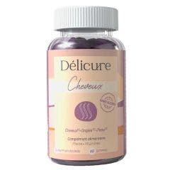 Gummies Cheveux Sans Sucre 30 Jours x60 Gommes Delicure