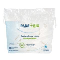 Coton rectangles x60 Pads Bio Biodegradable Gilbert