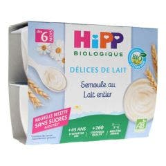 Semolina and Organic Vanilla Milk 4x100g from 6 months Hipp