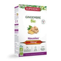 Organic Ginger 20 ampulas x 15ml Nausea prevention Superdiet
