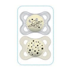 Anatomical Silicone Pacifier Ring Night X 2 0 To 6 Months 0-6 Mois 0.1 Mam