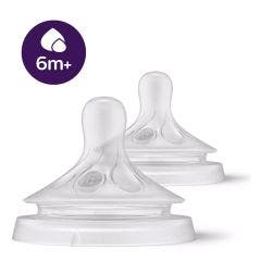Thickened Liquid Silicone Teat Newborn Flow x2 Natural 6 Months + Avent