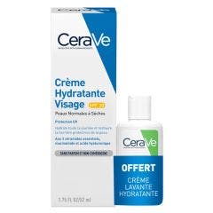 Crème Hydratante Visage SPF30 52ml + Crème Lavante 20ml Peaux Normales à Sèches Cerave