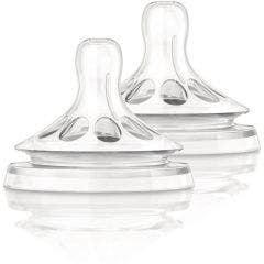Silicone Teat Slow Flow 1 Month X 2 Natural Avent