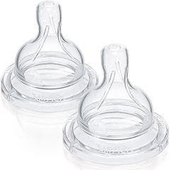 X2 Classic+ Slow Flow Silicone Nipples 1 Month Plus Avent