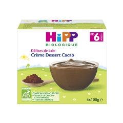 Delices De Lait Custard Organic Cocoa From 6 Months 4x100g Hipp