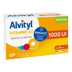 Vitamin D3 1000IU - From age 6 60 capsules Alvityl