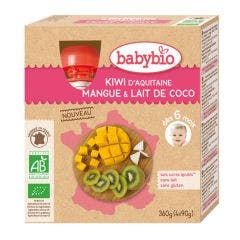 Organic Liquid Compote Kiwi Mango Coco Milk From 6 Months 4x90g Babybio