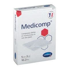 Compresses 4 Plis 4 Epaisseurs 10x2 Pieces Medicomp Steriles 5x5cm Hartmann