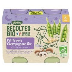 Plat Bébé Nuit Petit Pois Champignons Riz Bio 2x200g Les Recoltes Bio Dès 8 mois Bledina Blédina