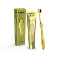 Gold Luxury Whitening Dentifrice + Brosse a dents 75ml Curasept