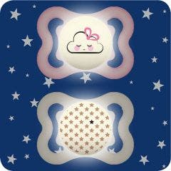 Sucettes Symetriques Silicone Suprême Nuit x2 2-6 mois Mam
