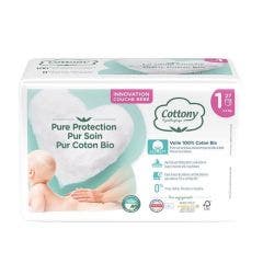Couches Bebe T1 (2-5 Kg) Coton Bio X27 Taille 1 Cottony