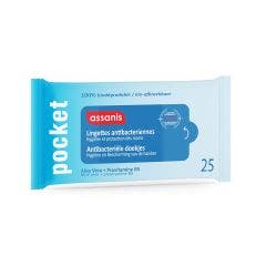 Pocket Anti Bacterial Wipes X25 25 lingettes Pocket Classic Assanis