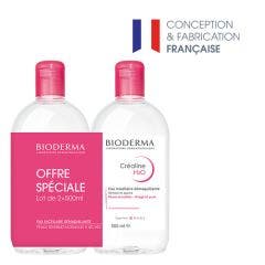 Micellar solution make-up remover fragrance free créaline H20 2x500ml Crealine H2O Sans parfum Bioderma