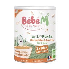 Ma 1?re Pur?e Riz, Lentilles et Carotte B?b? M Bio 400g Bébé M Dès 8 mois La Mandorle
