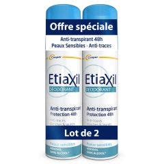 Aerosol 48h Anti-Perspirant Underarms White and Yellow Streaks 2x150ml Déodorant Etiaxil