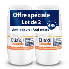 48hr Aluminium Free Gentle Roll-on 2x50ml Déodorant Sensitive Skin Etiaxil