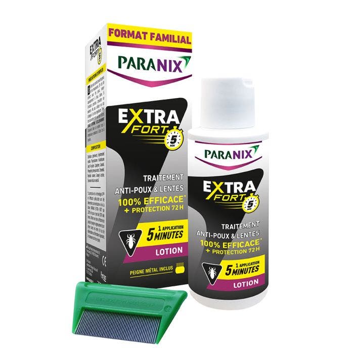 Extra Fort Anti-Lice And Nits Lotion 200ml + metal comb included Paranix