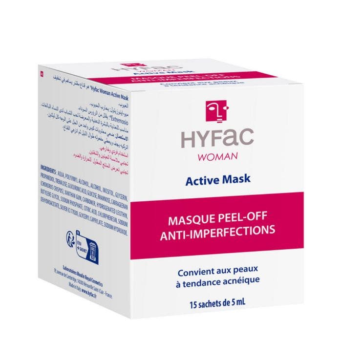 Active Mask Masque Peel-off Traitement 15 Sachets de 5ml Woman Peaux à tendance acnéique Hyfac