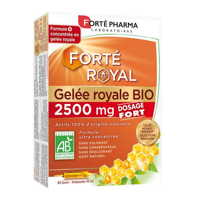 Organic Royal Jelly 2500mg Forté Royal 20 Ampulas x 10mlStrong Dosage
