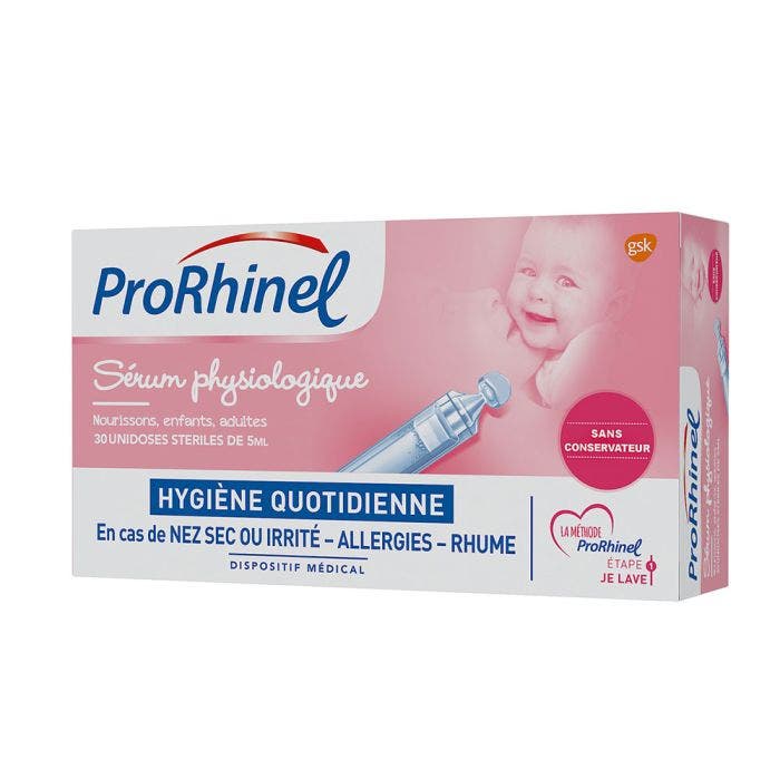 Physiological Serum 30 single doses of 5ml Infants, Children and Adults Prorhinel