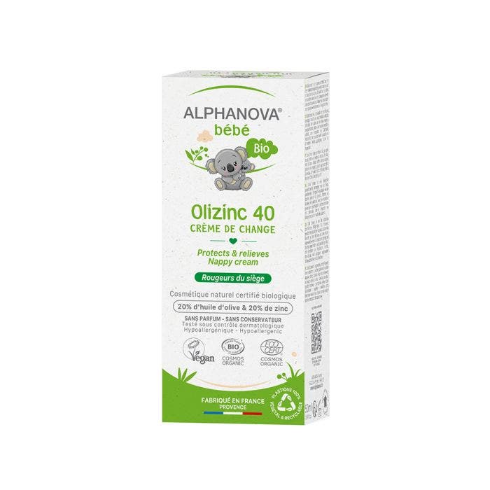Olizinc 40 Organic Nappy Change Cream 50ml Bébé Alphanova